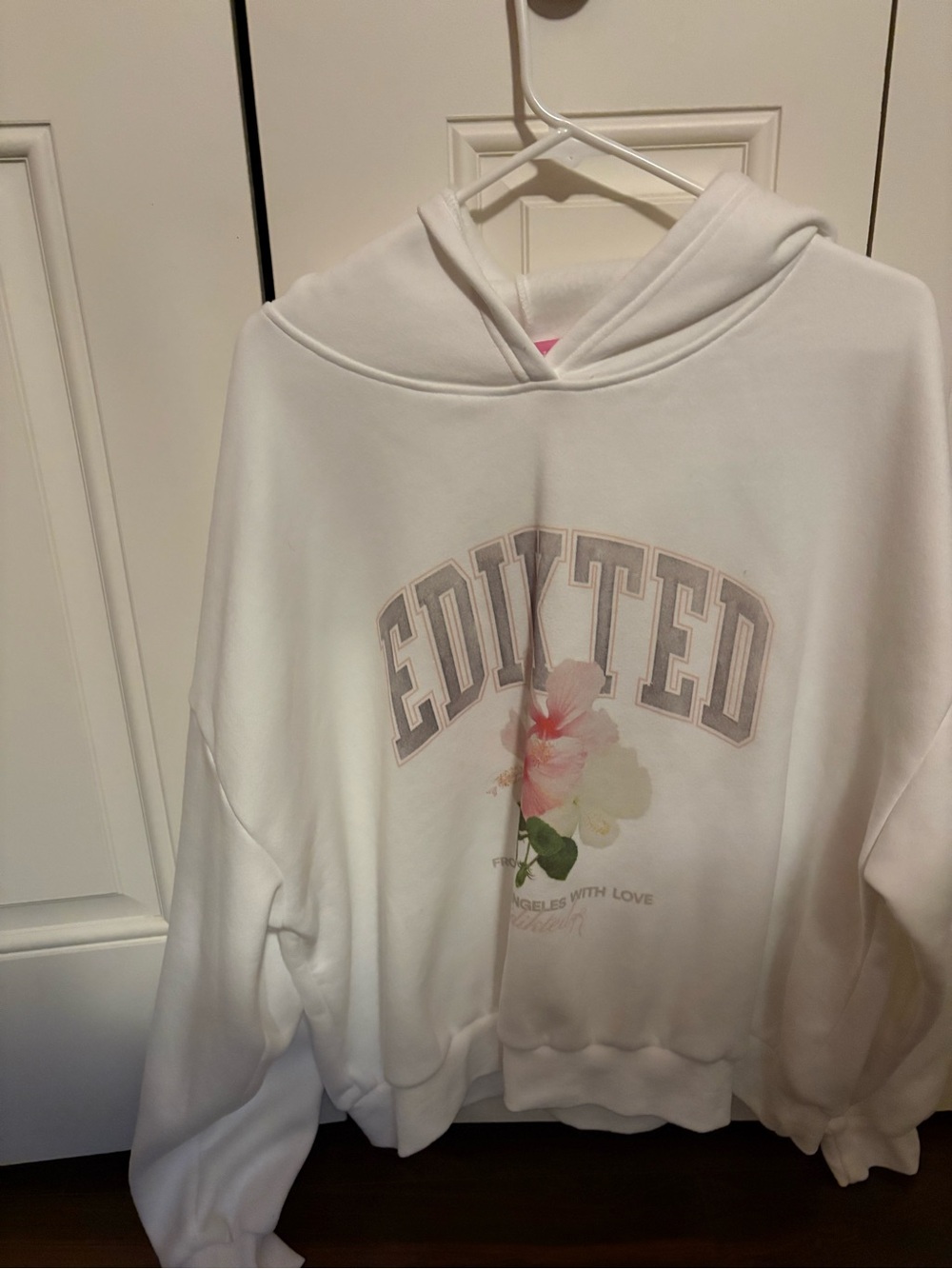 Edikted White Floral Graphic Hoodie
